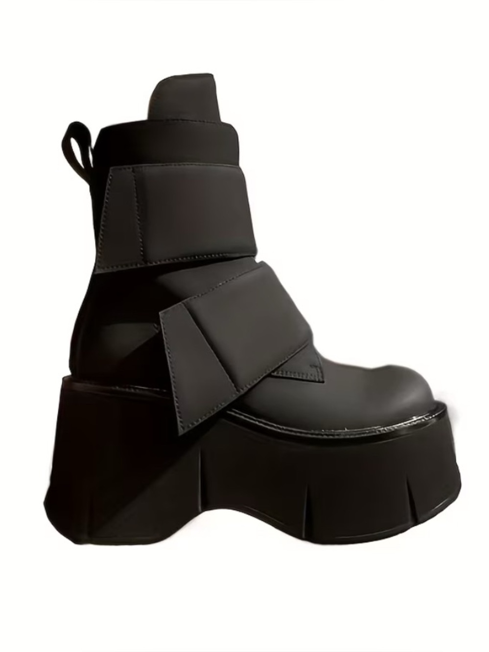 🌷 Chunky Black Platform Velcro Ankle Boots 🌷 - Picture 2 of 11